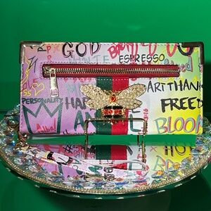 Alda Saffiano Leather Multicolored Ling Wallet/Wristlet 8” x 4.5”